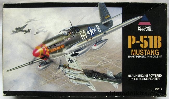Accurate Miniatures 1/48 North American P-51B Mustang Merlin Powered - 8th Air Force, 3418 plastic model kit